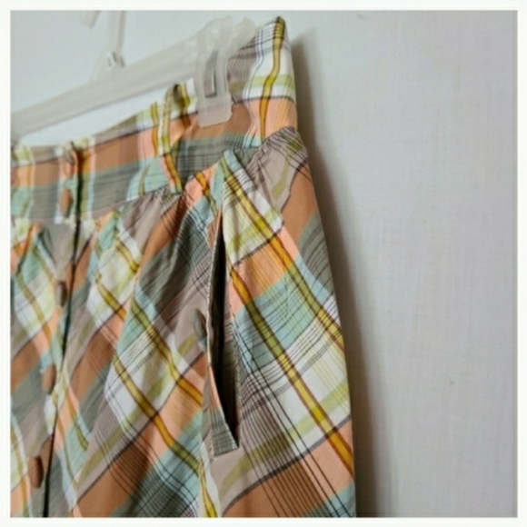 Fossil Vintage Skirt Plaid Button Front Belt Loop - Picture 4 of 8